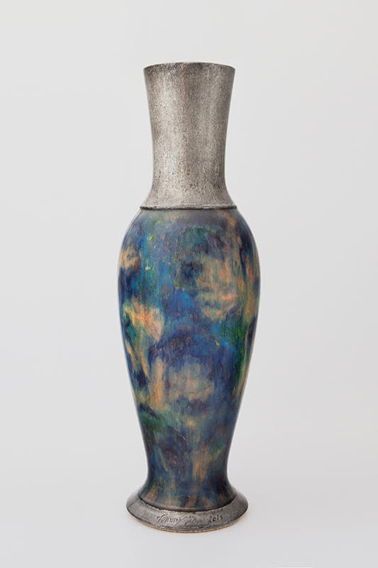 Vase néoclassique Jaune de Naples turquoise bleu