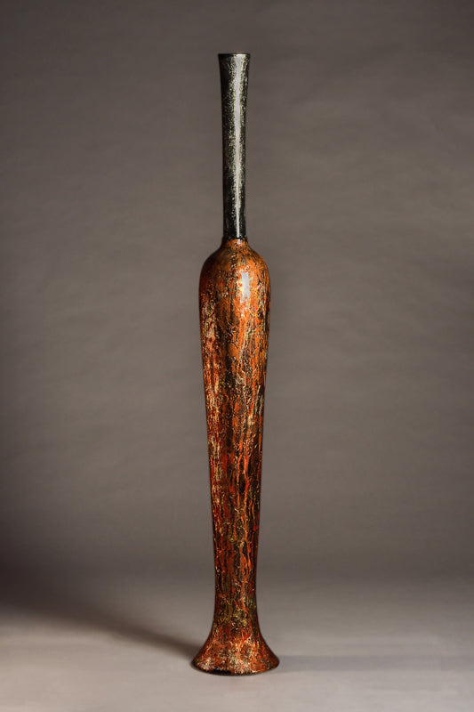 Neoclassical flute Cuivre d'automne orangé col argenté oxydé