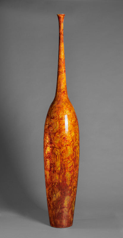Contemporary etruscan flute Ambré floral feuille de bronze 