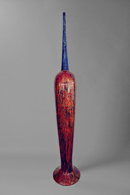 Neoclassical flute Orangé rouge jaune col bleu