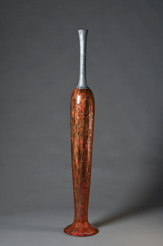Neoclassical flute Cuivre d'automne orangé col anthracite argenté