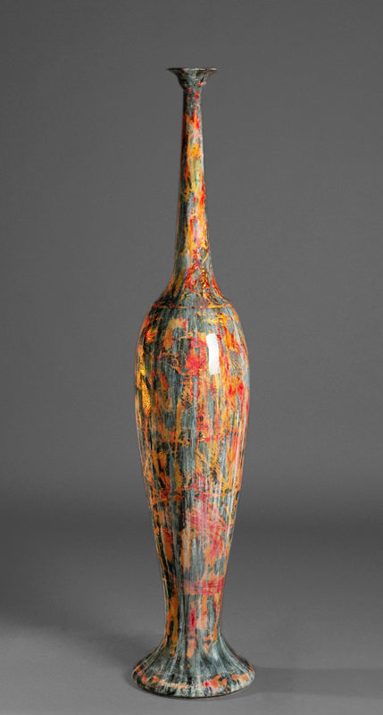 Neoclassical etruscan flute Cristallisation rouge orangé