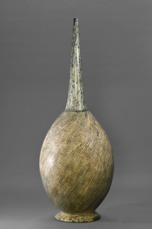 Neoclassical ovoidal flute Ocre jaune calligraphique