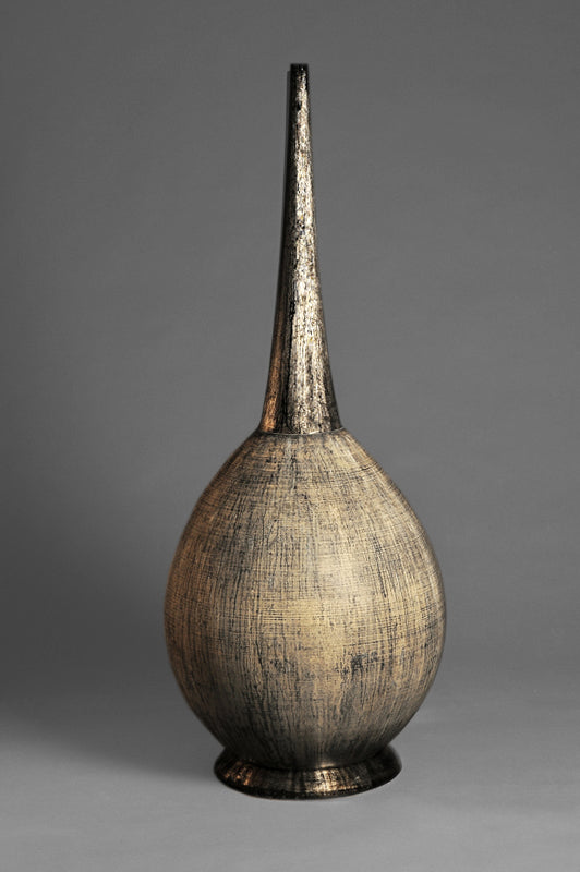 Neoclassical ovoidal flute Ocre de lin argent métallisé