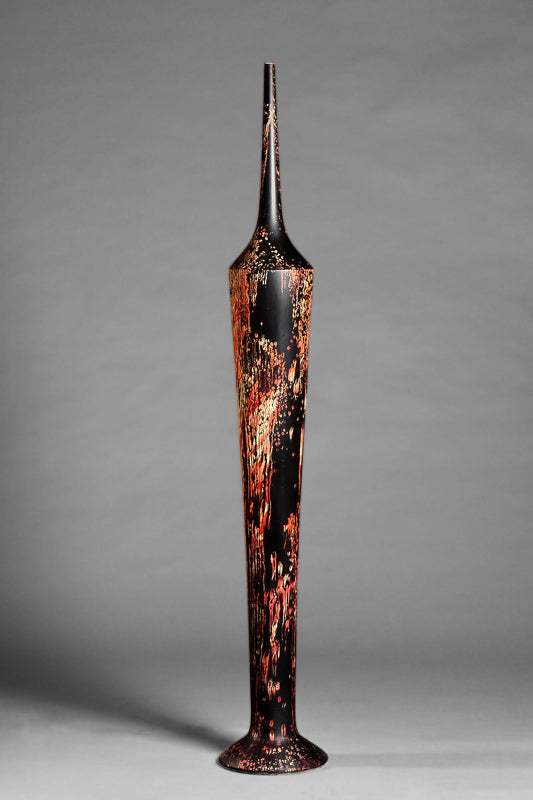  Neoclassical flute profiled  Rouge défragmenté floral noir