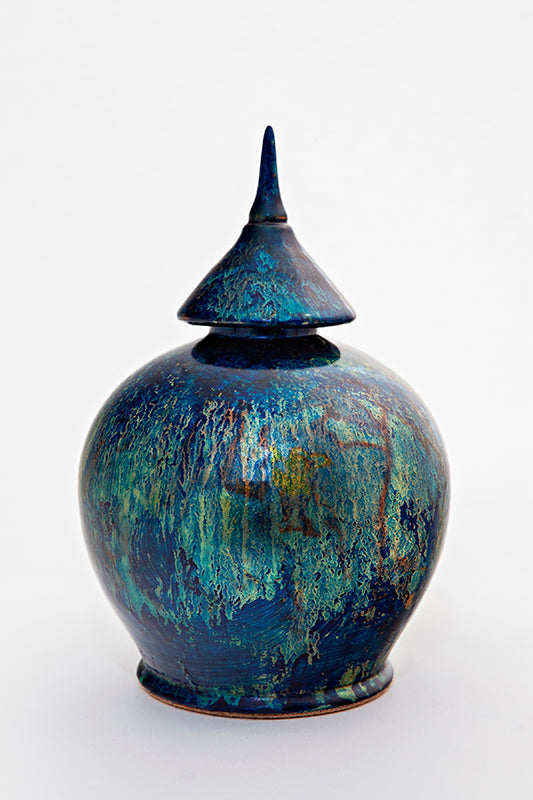 Balloon jar Bleu floral cuivré  sold