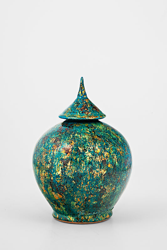  Balloon jar Turquoise flocon d'or