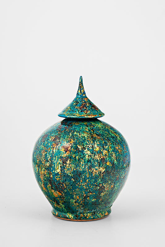  Balloon jar Turquoise flocon d'or