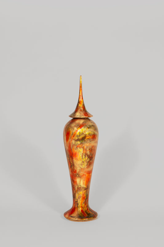 Contemporary jar Feuille de bronze oxydé orangé
