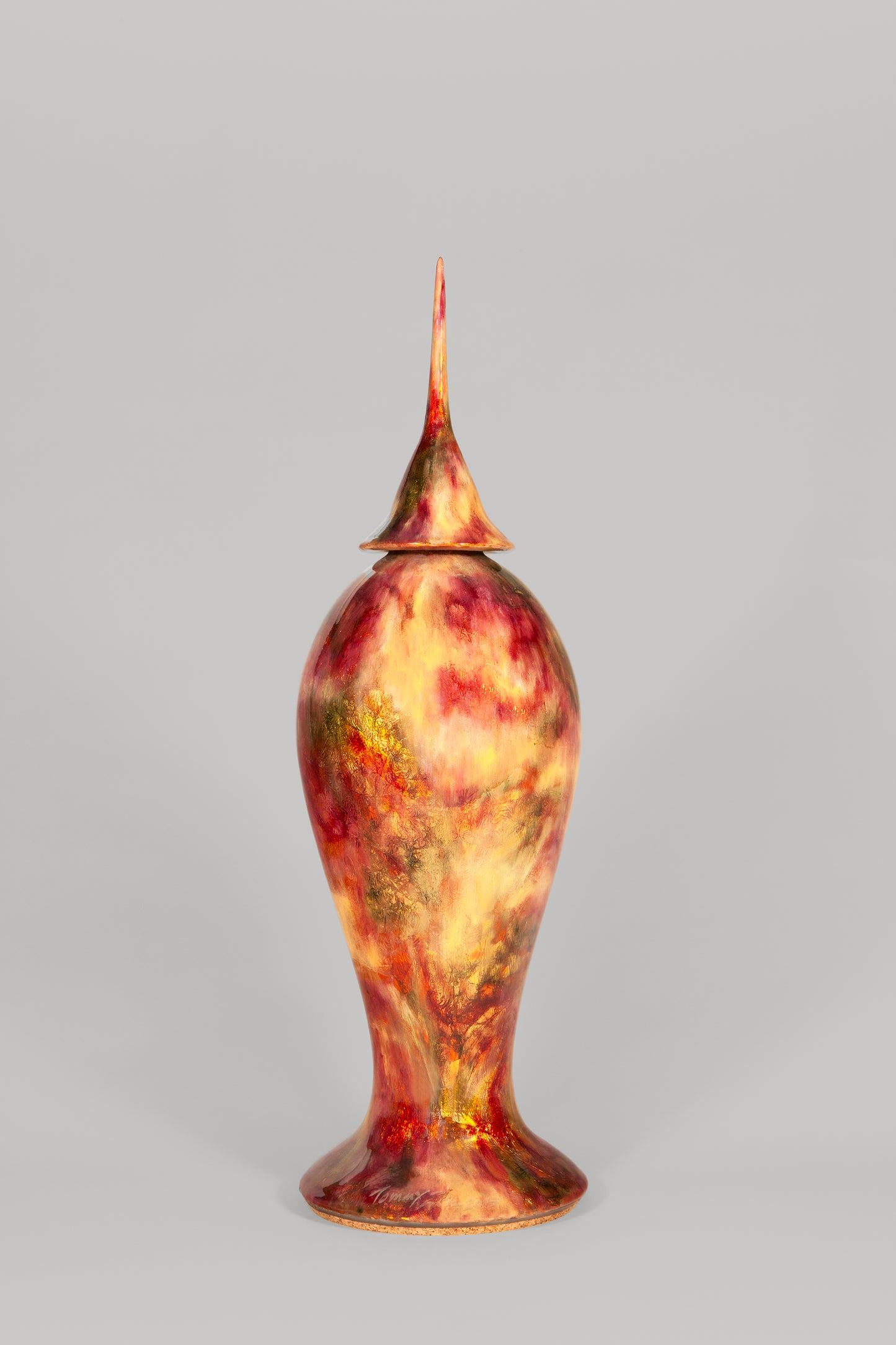 Contemporary jar Feuille de bronze oxydé rosé