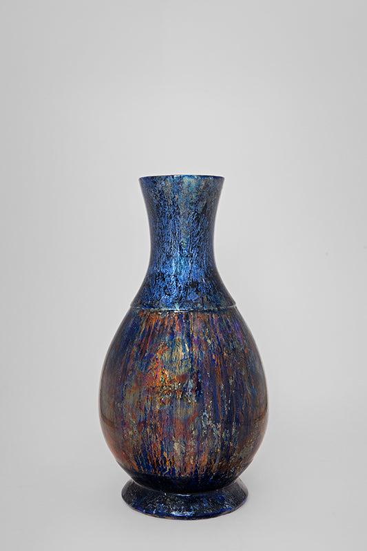 Vase ballon Cuivré argenté bleuté