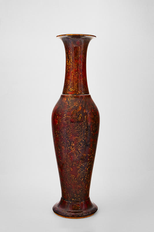 Vase néoclassique Dentelle d’Asie floral acajou